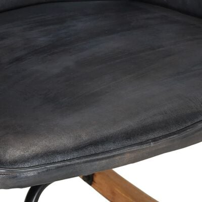 vidaXL Stolica za ljuljanje s osloncem za noge siva od prave kože
