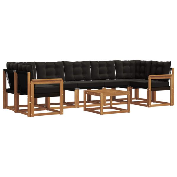 vidaXL Set vanjskih sofa s jastukom 8 pcs Prirodna i crna