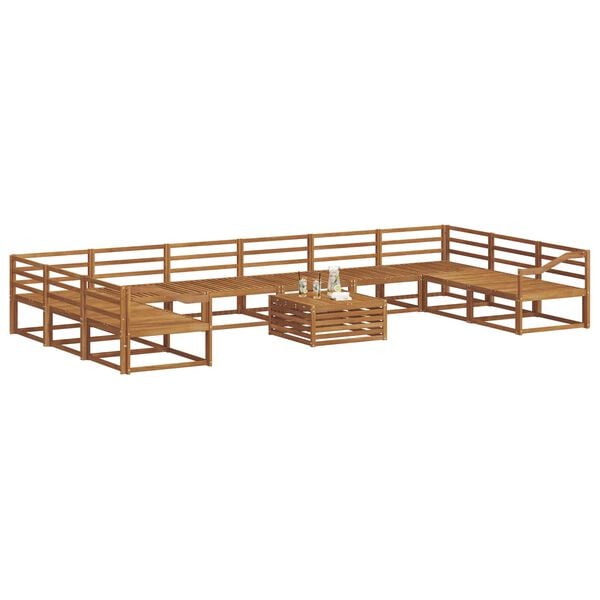 vidaXL Set vanjskih sofa 11 pcs Prirodna Čvrsto drvo akacije