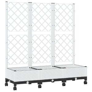 vidaXL Vrtni saksija s re&scaron;etkom i kotačima Bijela 120 x 40 x 131,5 cm