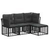 vidaXL Set vanjskih sofa s jastukom 4 pcs Crna Poliester