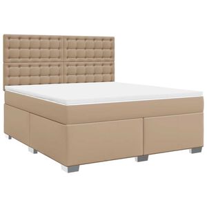 vidaXL Krevet box spring s madracem cappuccino 180x200 cm umjetna koža