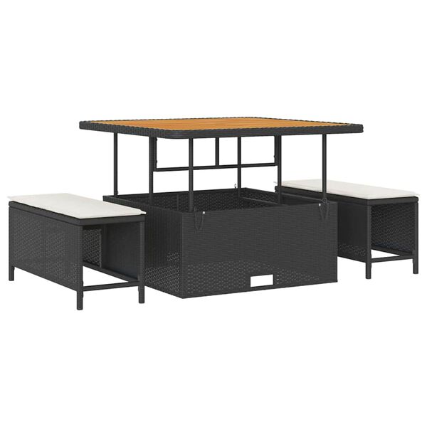 vidaXL Sjedeća garnitura za vrt s jastukom 13 pcs Crna i Krema