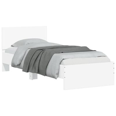 vidaXL Okvir za krevet s uzglavljem i LED svjetlima bijeli 75x190 cm