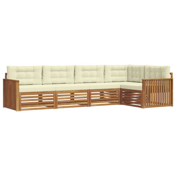vidaXL Set vanjskih sofa s jastukom 5 pcs Prirodna i krem