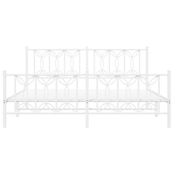 vidaXL Metalni okvir kreveta uzglavlje i podnožje bijeli 183x213 cm