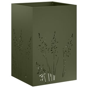 vidaXL Vrtna saksija Maslinastozelena 50 x 50 x 75 cm Čelična vrata