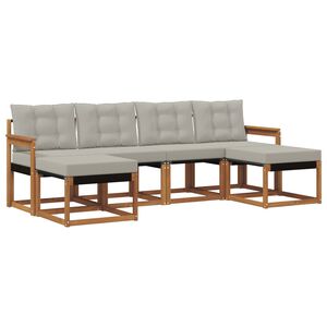 vidaXL Set vanjskih sofa s jastukom 6 pcs Prirodna i svijetlo siva