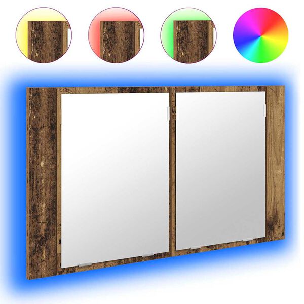 vidaXL Kupaonski ormar s ogledalom Zidne Staro drvo 80 x 12 x 45 cm