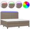 vidaXL Krevet box spring s madracem LED smeđesivi 200x200 cm tkanina