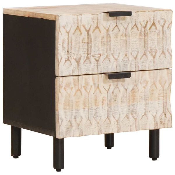 vidaXL Noćni ormar 2 pcs Bijelo 40 x 33 x 46 cm Čvrsto drvo manga