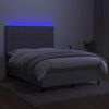 vidaXL Krevet box spring s madracem LED svjetlosivi 140x190 cm tkanina