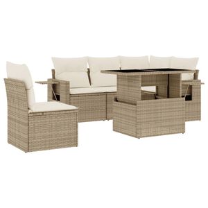 vidaXL 6-dijelni set vrtnih sofa s jastucima bež od poliratana