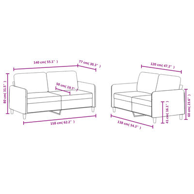 vidaXL 2-dijelni set sofa tamnozeleni baršunasti