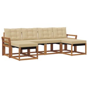 vidaXL Set vanjskih sofa s jastukom 6 pcs Prirodna i bež