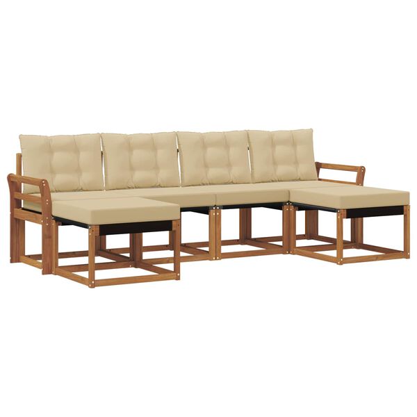 vidaXL Set vanjskih sofa s jastukom 6 pcs Prirodna i bež