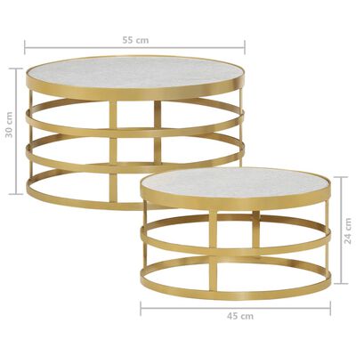 vidaXL 2-dijelni set stolića za kavu mramorni mjedeno-bijeli