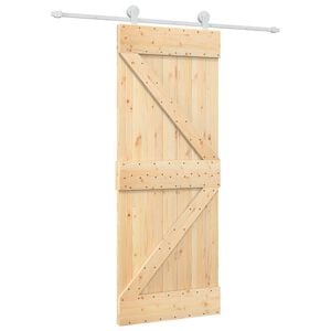 vidaXL Klizna vrata Prirodna i bijela 80 x 210 cm Masivna borovina