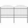 vidaXL Vrtna ograda s vrhom koplja Čelik 359x175 cm Crna