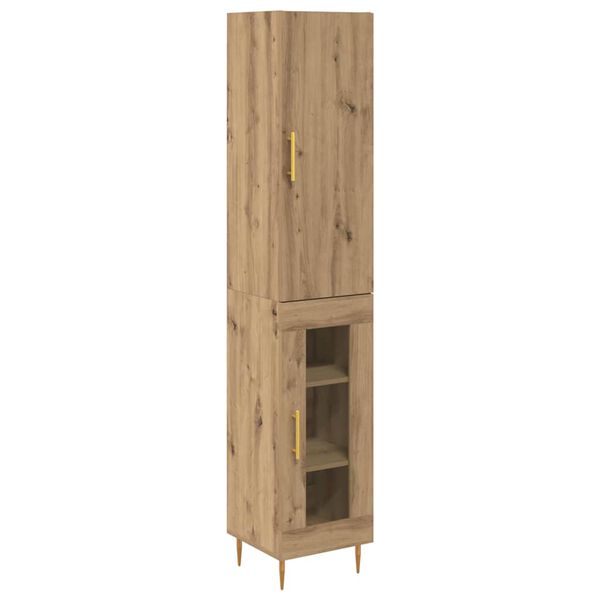 vidaXL Highboard Umjetnički hrast 34,5 x 34 x 180 cm Konstruirano drvo