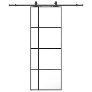 vidaXL Klizna vrata s priborom crna 76 x 205 cm od ESG stakla