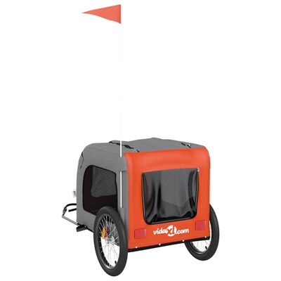 vidaXL Prikolica za bicikl za ljubimce narančasto-siva tkanina/željezo