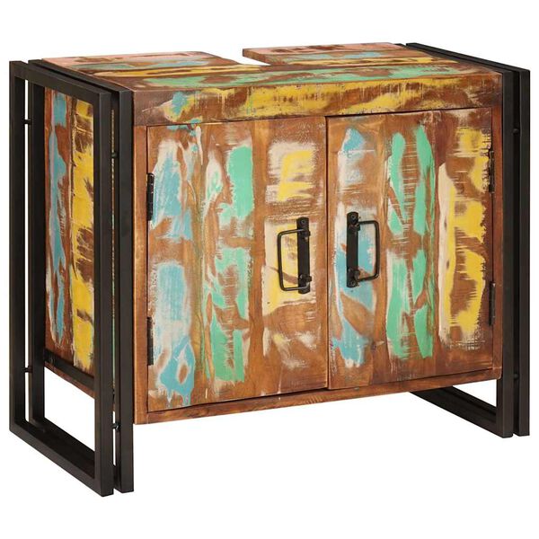 vidaXL Ormarić za umivaonik s policom &Scaron;areni Čvrsto drvo iz reciklaže