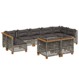 vidaXL 9-dijelni set vrtnih sofa od poliratana s jastucima sivi