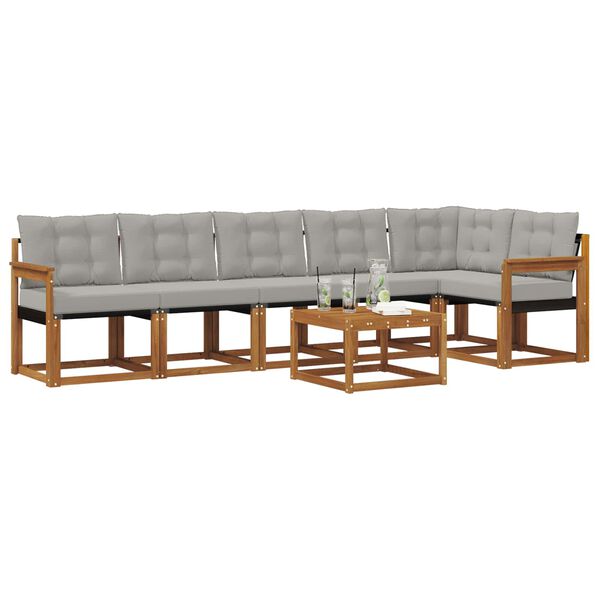 vidaXL Set vanjskih sofa s jastukom 7 pcs Prirodna i svijetlo siva