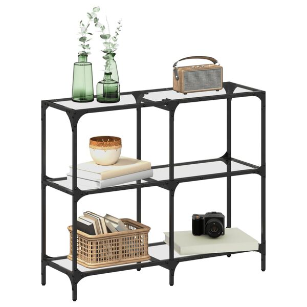 vidaXL Konzolni stol s prozirnom staklenom površinom 98x30x81 cm čelik