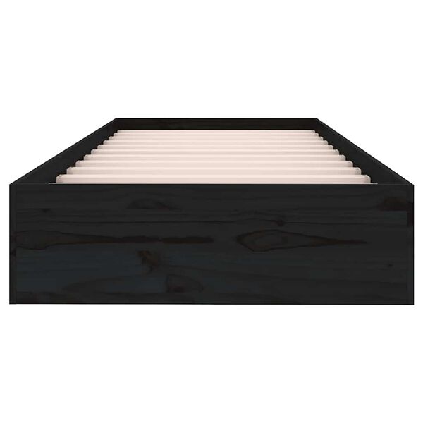 vidaXL Okvir za krevet od masivnog drva crni 75 x 190 cm mali