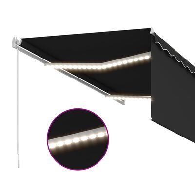vidaXL Tenda na ručno uvlačenje s roletom LED 3 x 2,5 m antracit