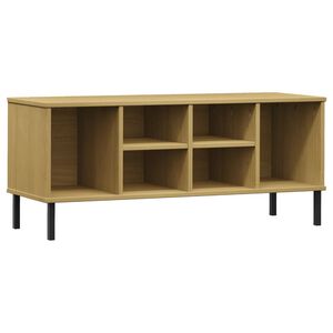 vidaXL Stalak za cipele metalne noge smeđi 106x35x45 cm drveni OSLO