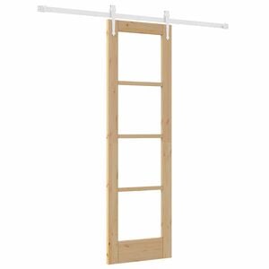 vidaXL Klizna vrata 61 x 198,5 cm Masivna borovina i staklo Prirodna