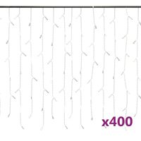 vidaXL LED zavjesa sa sigama 10 m 400 LED tople bijele 8 funkcija