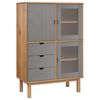 vidaXL Visoka komoda OTTA smeđe-siva 85x43x125 cm od masivne borovine