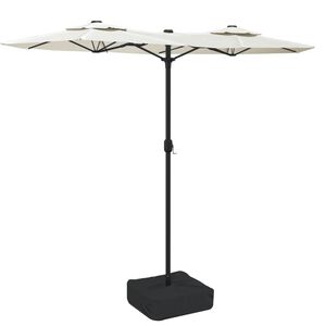 vidaXL Dvostruki vrtni suncobran pje&scaron;čano bijeli 316 x 145 cm