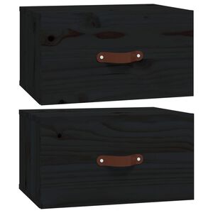 vidaXL Zidni noćni ormarići 2 kom Crna 40 x 29,5 x 22 cm