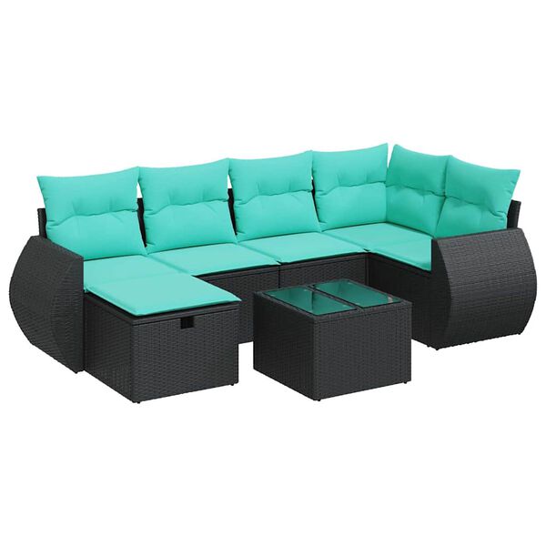 vidaXL 6-dijelni set vrtnih sofa s jastucima crni od poliratana