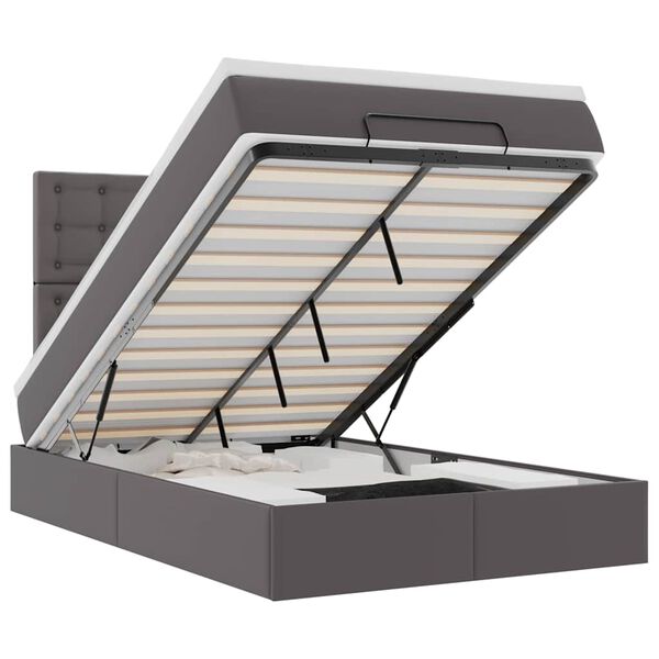 vidaXL Otomanski okvir kreveta s madracem sivi 120x200cm umjetna koža