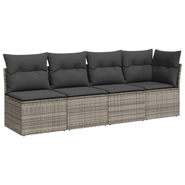 vidaXL 9-dijelni set vrtnih sofa od poliratana s jastucima sivi