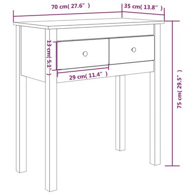 vidaXL Konzolni stol boja meda 70 x 35 x 75 cm od masivne borovine