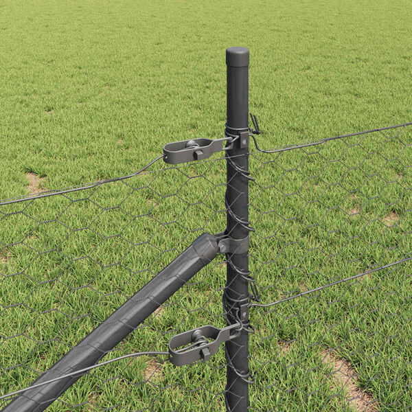 vidaXL Stup za ogradu Siva 25 x 0,4 m (36 mm mreža) Čelik i PVC