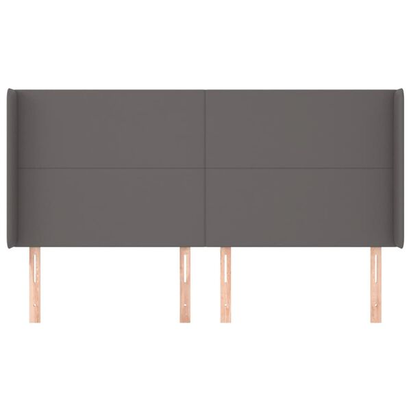 vidaXL Uzglavlje s ušima sivo 183x16x118/128 cm od umjetne kože