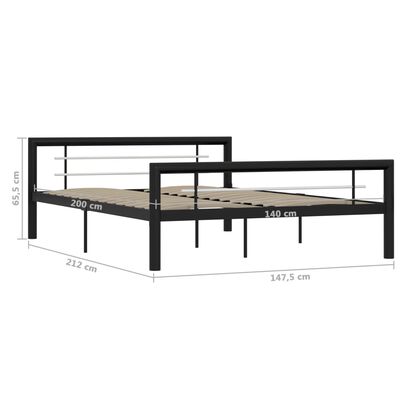 vidaXL Okvir za krevet crno-bijeli metalni 140 x 200 cm