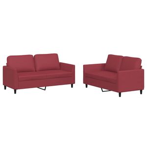 vidaXL 2-dijelni set sofa s jastucima boja vina od umjetne kože