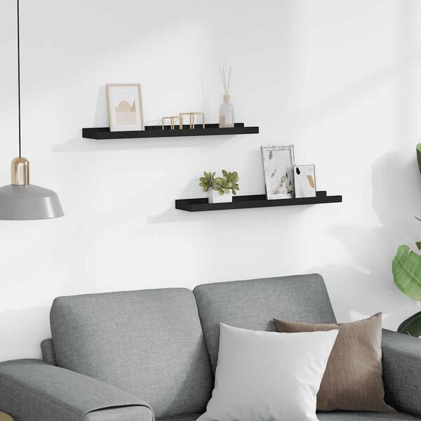 vidaXL Zidne police za fotografije 2 kom crne 60 x 9 x 3 cm MDF