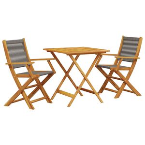 vidaXL 3-dijelni bistro set od polipropilen i masivnog drva sivi