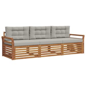 vidaXL Set vanjskih sofa s jastukom 3 pcs Prirodna i svijetlo siva