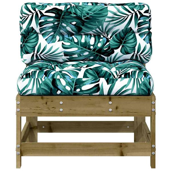 vidaXL Srednja sofa od impregnirane borovine s jastucima